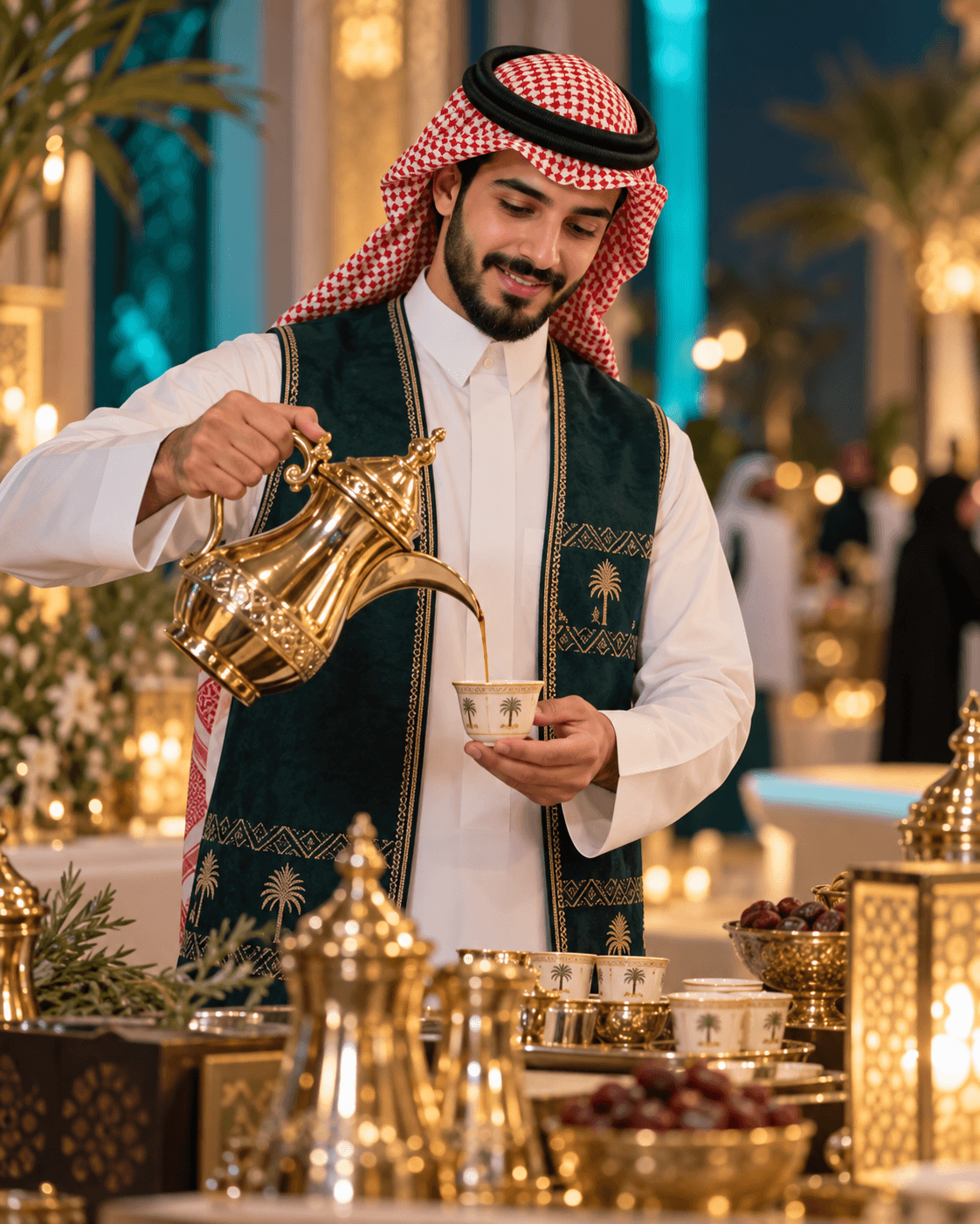 متخصص ضيافة أثناء تجهيز القهوة